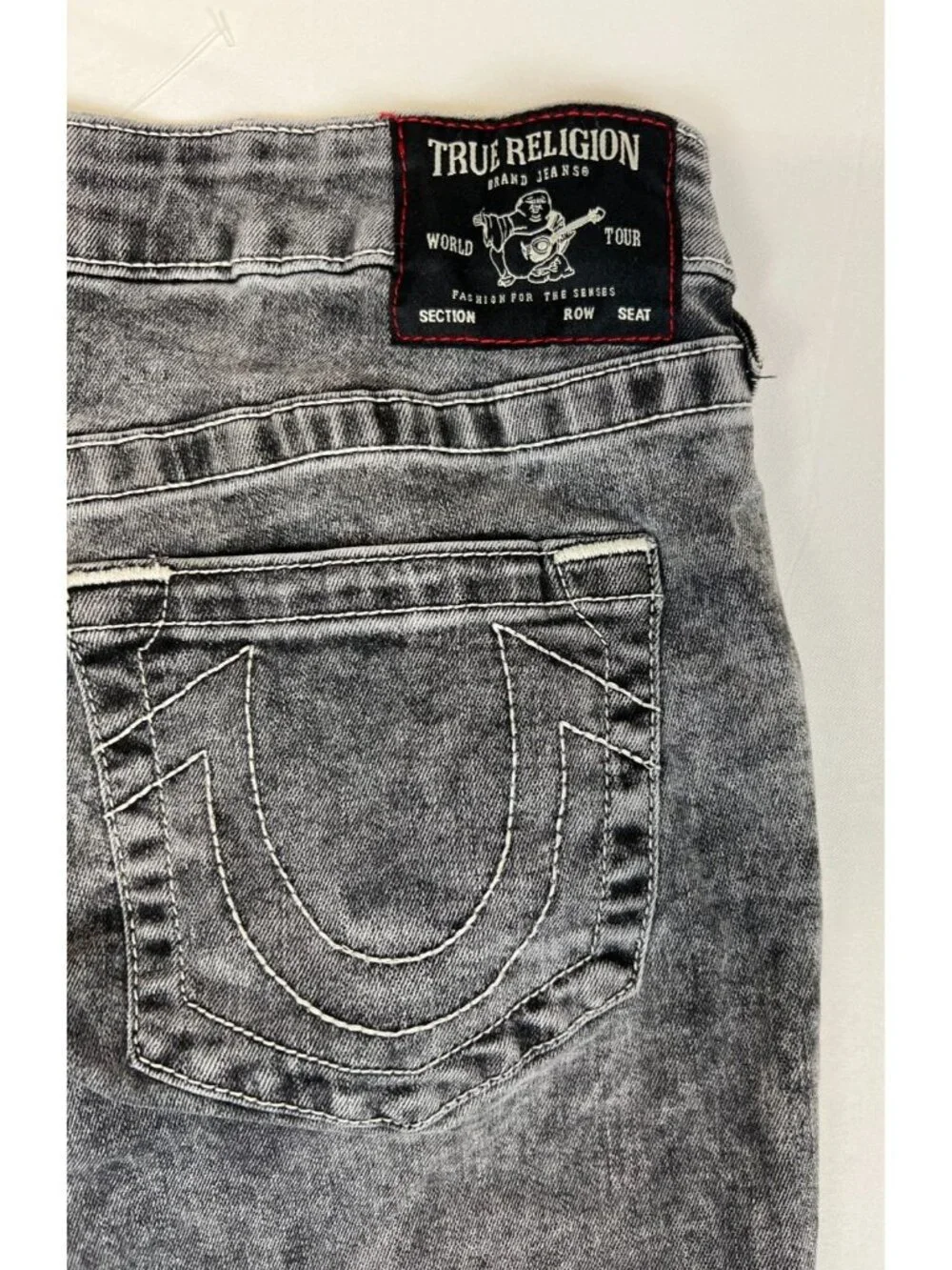 True Religion Womens Billie Mid Rise Straight Leg Acid Wash Grey Jeans Size 30 - Picture 5 of 12